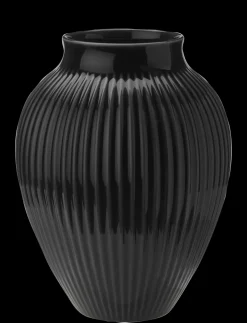 Knabstrup Keramik - vase H 27 cm ripple black