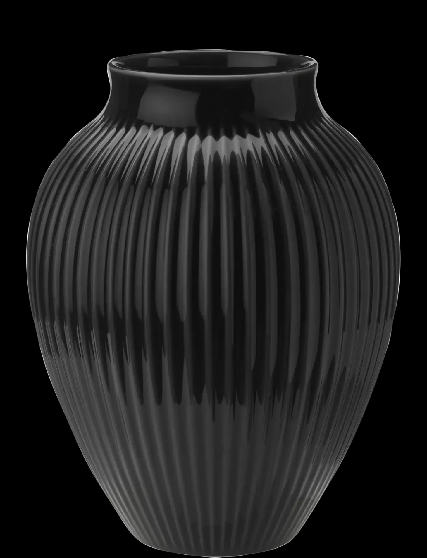Knabstrup Keramik - vase H 27 cm ripple black