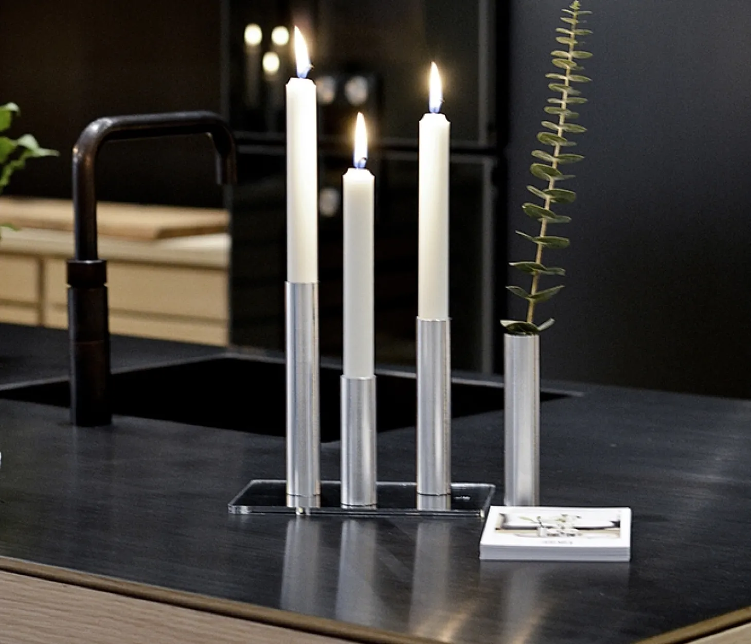 Kunstindustrien - Box 3 Slim Light lysetage Rustfrit stål - Højde 10 cm, 14 cm ,17 cm