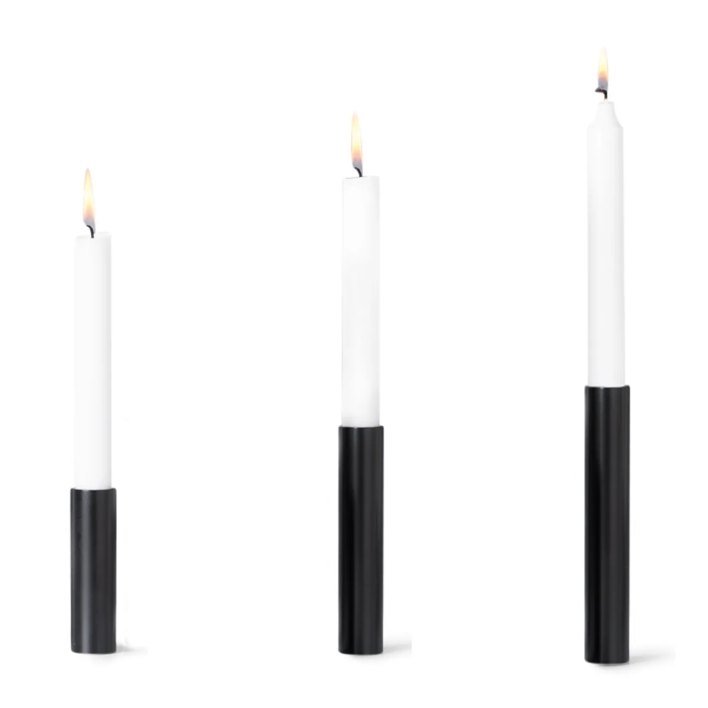 Kunstindustrien - Box 3 Slim Light lysetage - Sort - Højde 10 cm, 14 cm ,17 cm