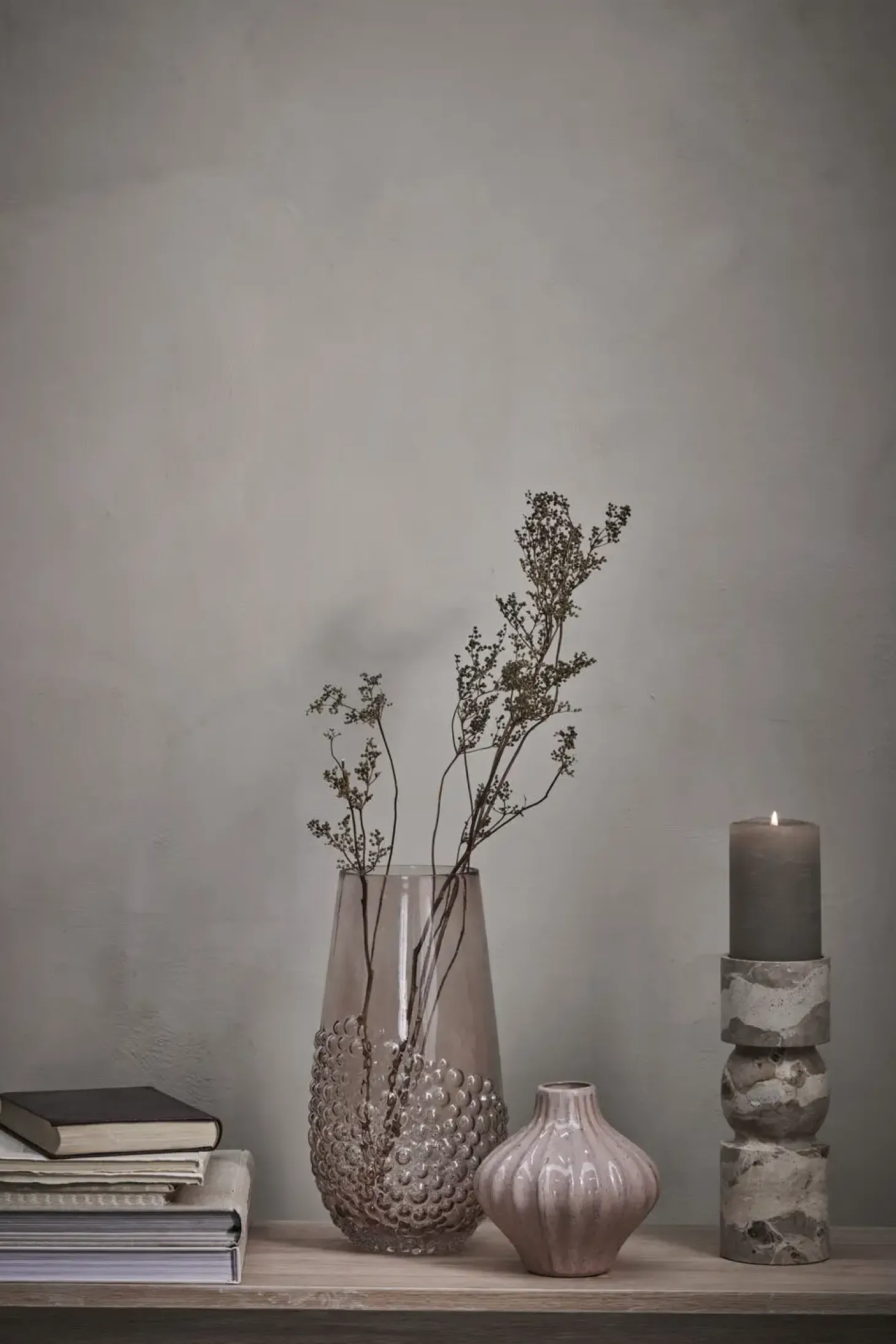 Lene Bjerre - Ellia Marmor lysestage H23 cm. sand