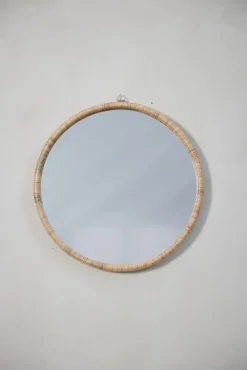 Lene Bjerre - Riselle rundt spejl Ø60 cm. natur