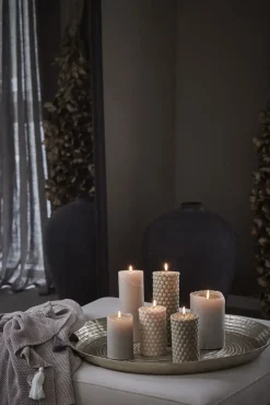 Lene Bjerre - Rustic bloklys sølvgrå stor