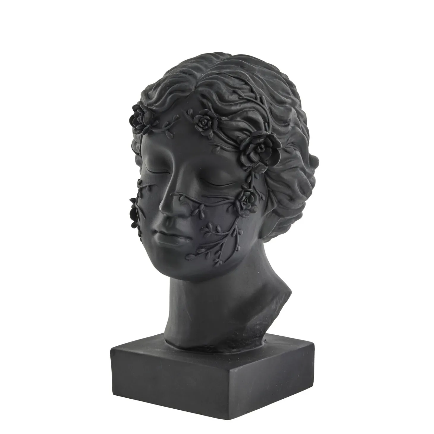 Lene Bjerre - Sielle figur kvinde m. blomster 31 cm. sort