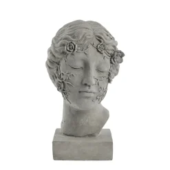 Lene Bjerre - Sielle figur kvinde m. blomster 31 cm. grå