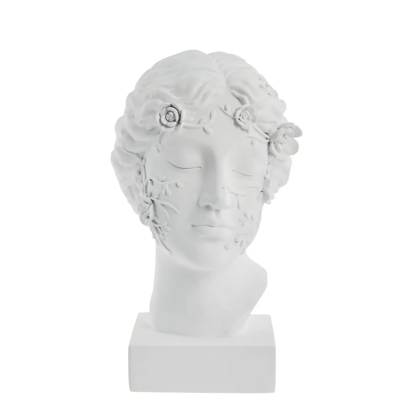 Lene Bjerre - Sielle figur kvinde m. blomster 31 cm. hvid