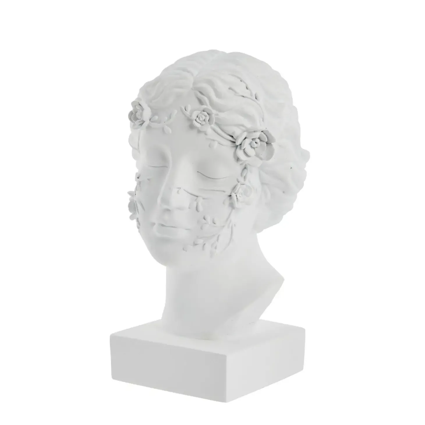 Lene Bjerre - Sielle figur kvinde m. blomster 31 cm. hvid