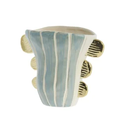 Lene Bjerre - Valentina vase i keramik 24x13 cm. mint/guld
