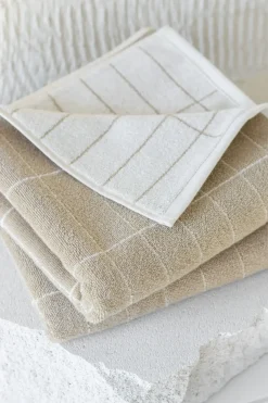 Mette Ditmer - FLINESTEN gæstehåndklæde, 2-pak, Sand / Off-white
