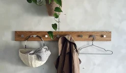 Moudhome - OAK Knagerække Egetræ Med Stål Knager - 100 cm