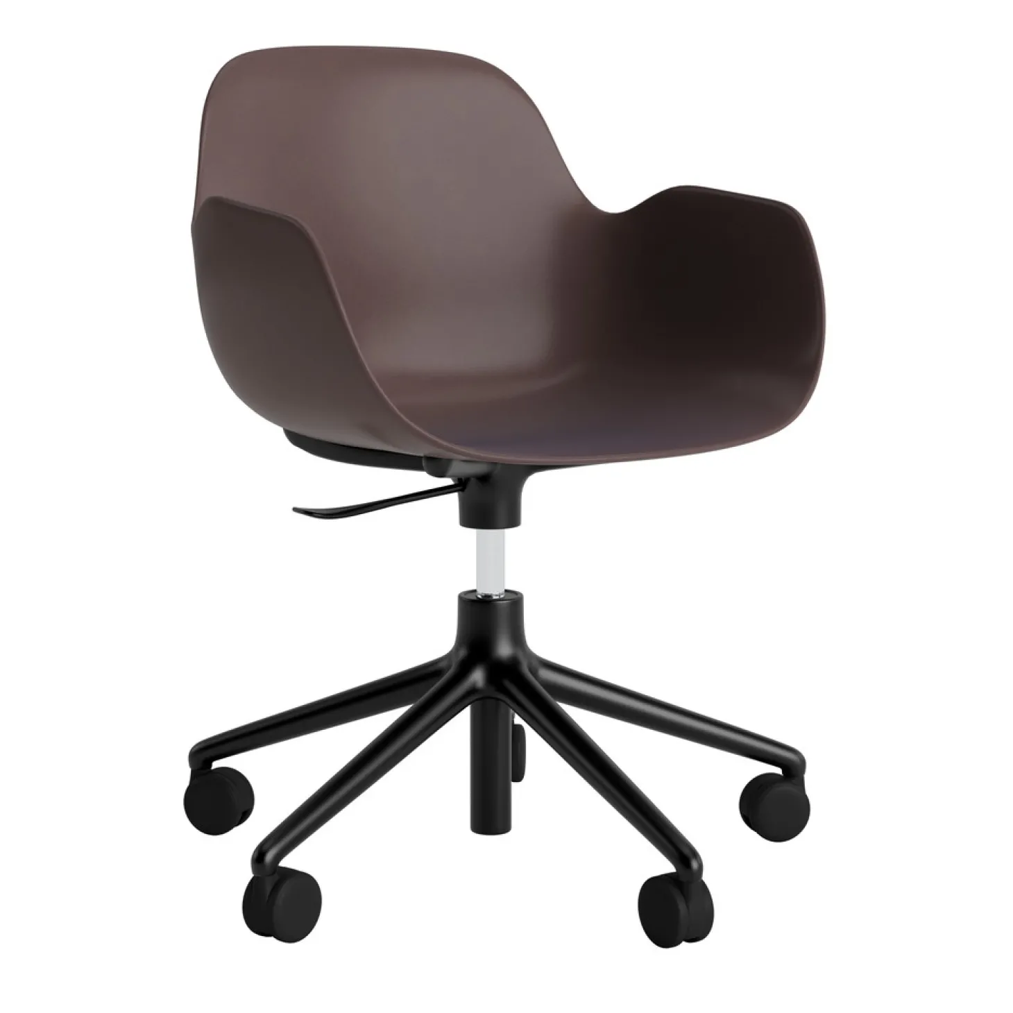 Normann Copenhagen - Form Armstol Swivel 5W med hjul - Sort/Brun