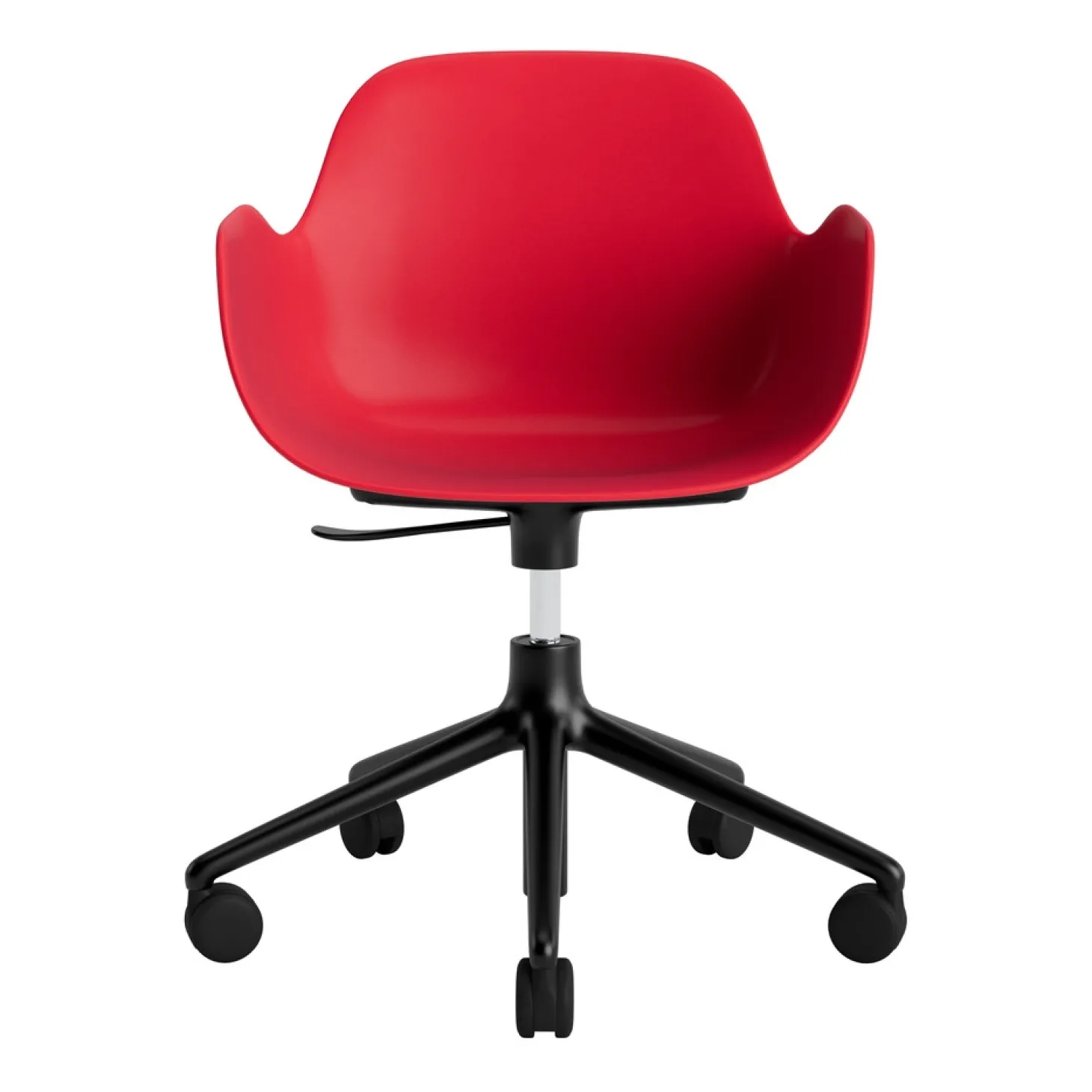 Normann Copenhagen - Form Armstol Swivel 5W med hjul - Sort/Rød