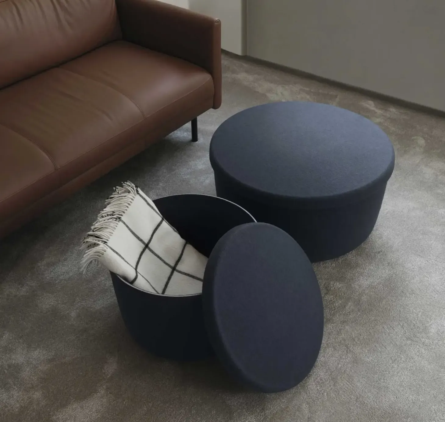 Normann Copenhagen - Hide Opbevarings Puf Small - Blå - Small