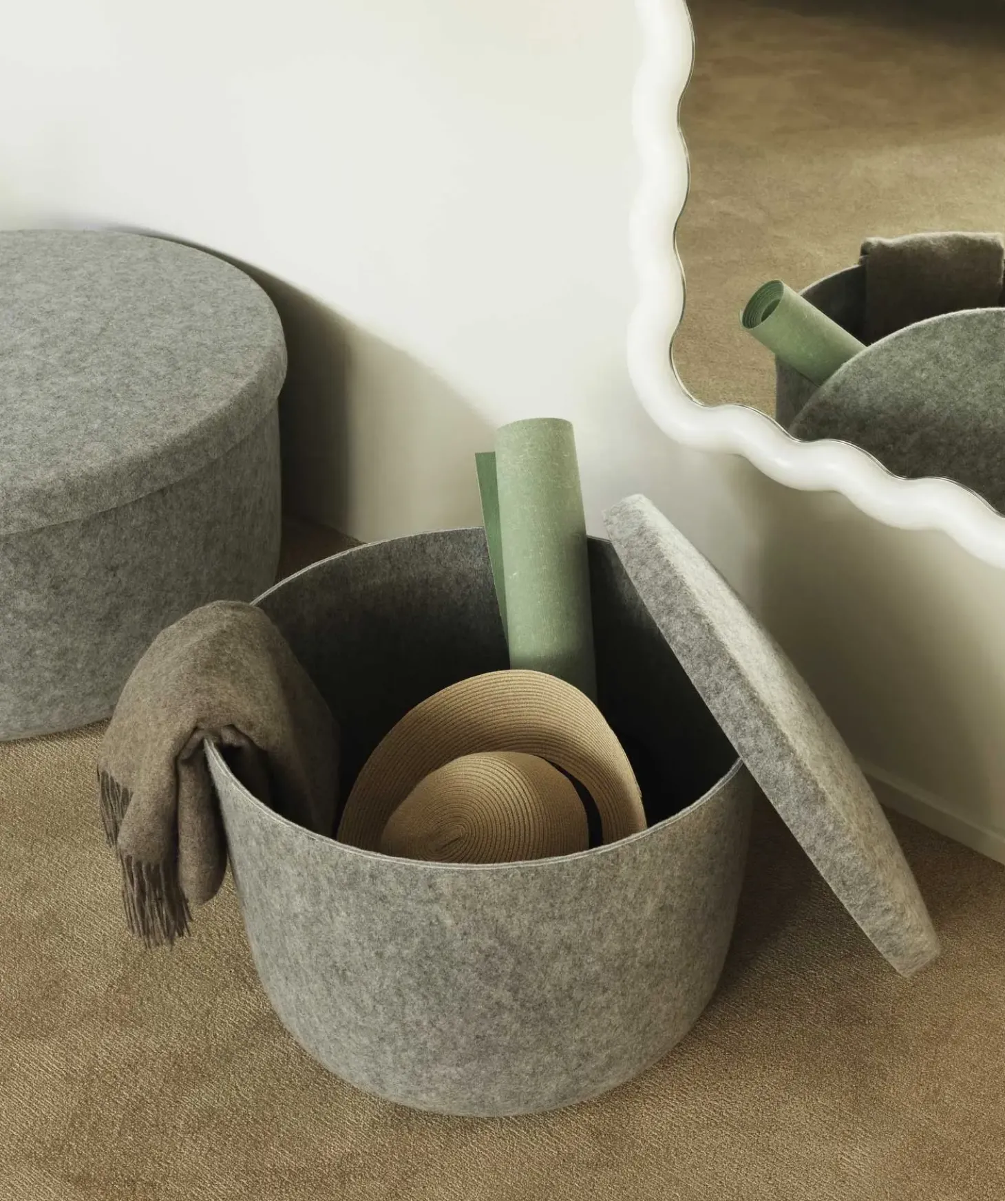 Normann Copenhagen - Hide Opbevarings Puf Small - Blå - Small