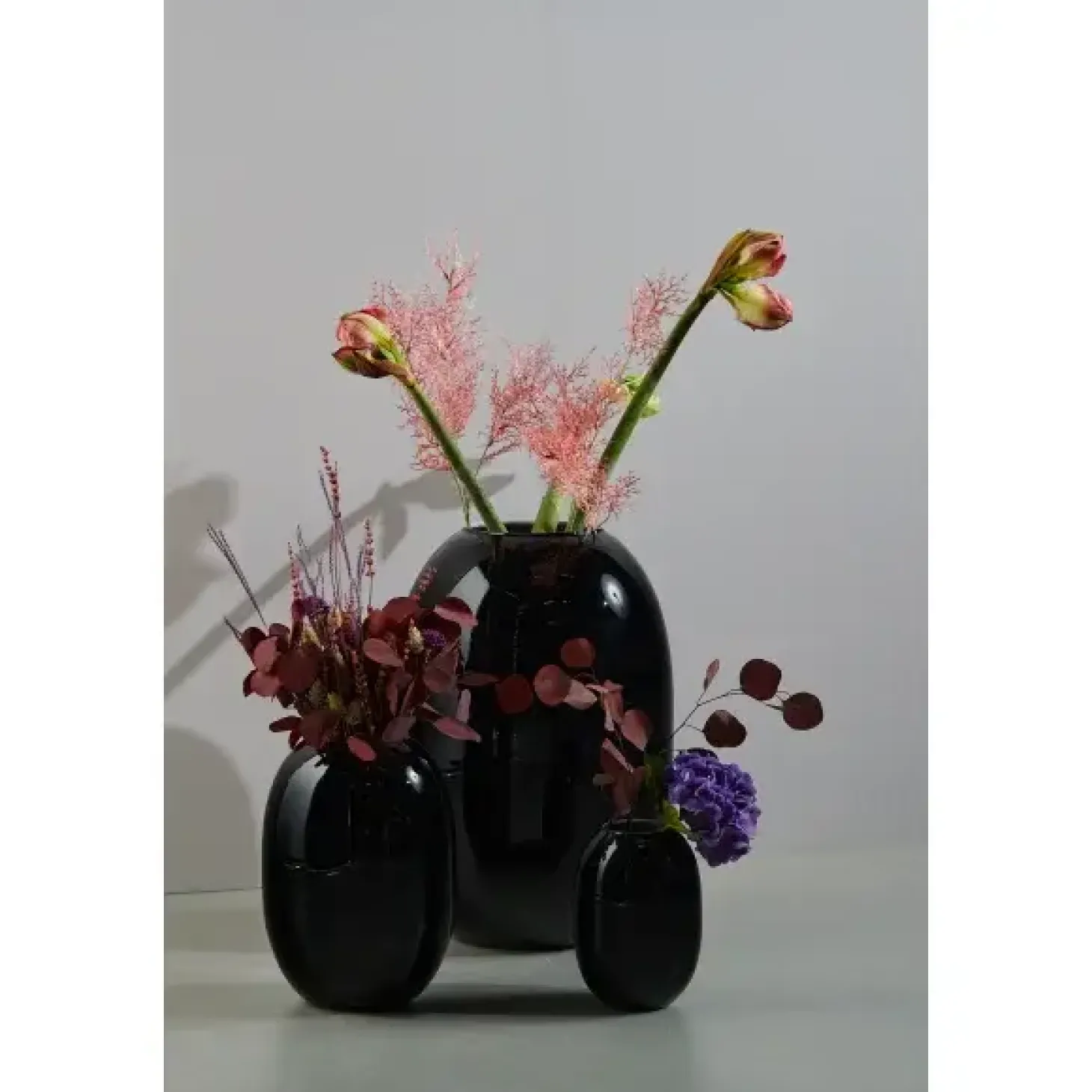 Piet Hein - Vase glas 16 cm - SORT-OPAL