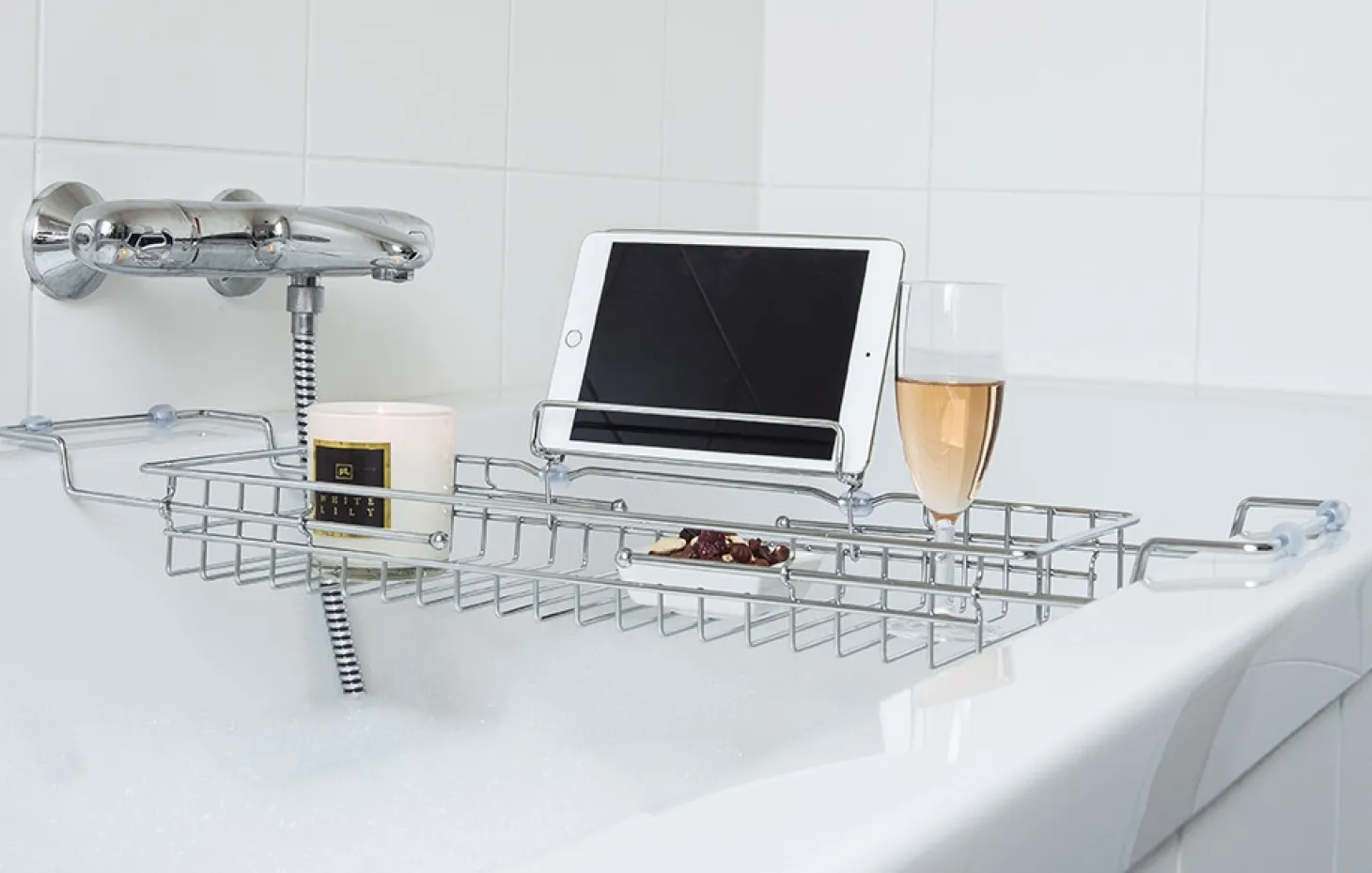 Present time - Bath tub caddy iron chrome