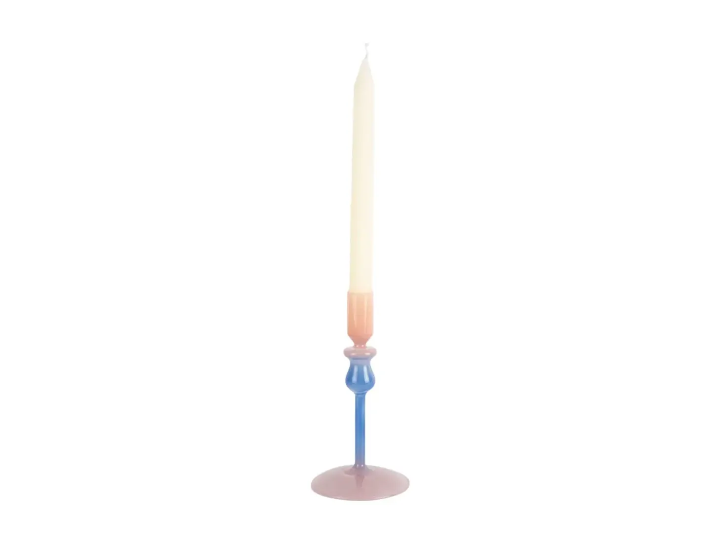 Present time - Candle holder Duo Colores small soft pink w. cobalt blue