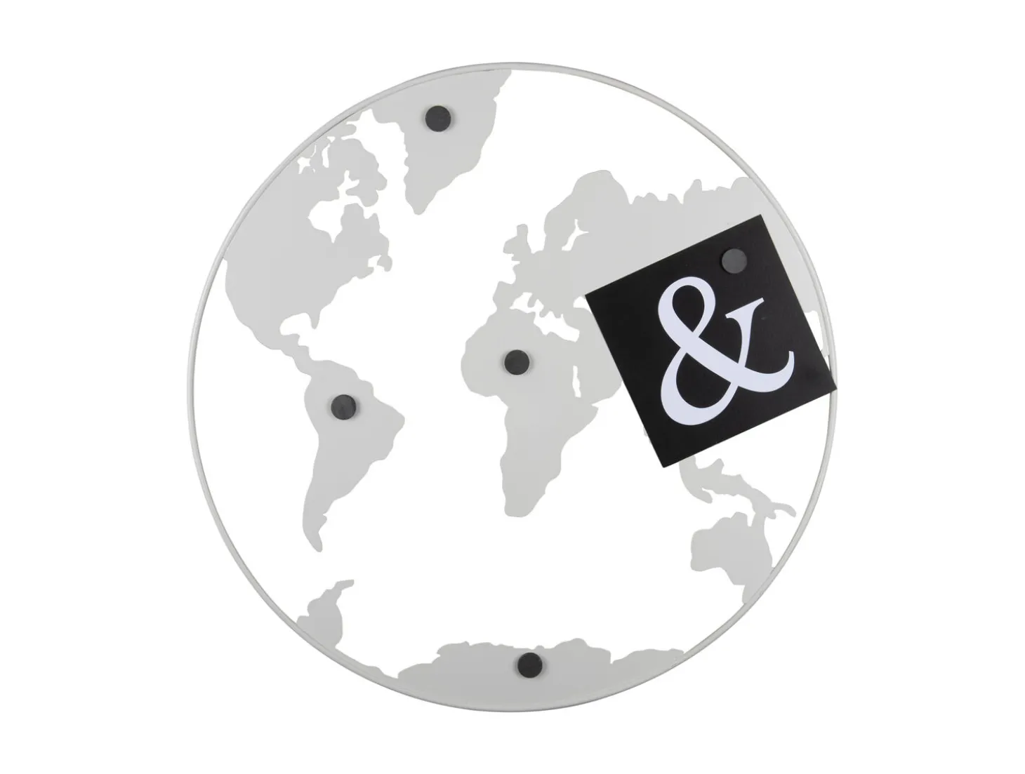 Present time - Memo board World Map w. magnets iron white