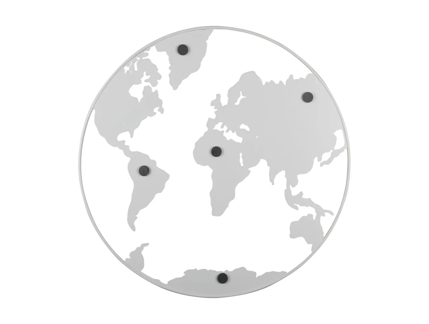 Present time - Memo board World Map w. magnets iron white