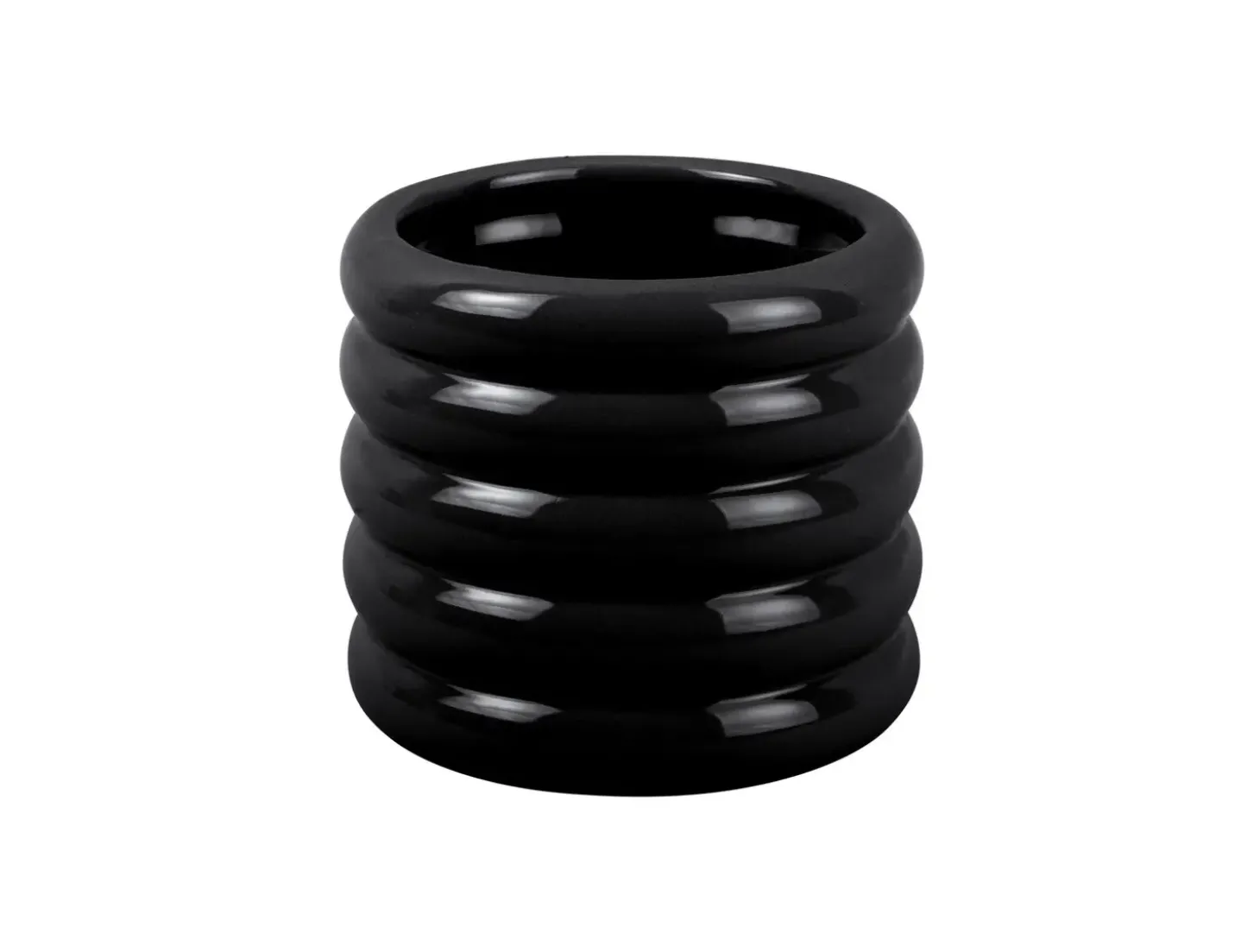 Present time - Plant Pot Bobbly Glazed ceramic small black