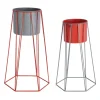 Present time - Plant pot set Cool Retro mouse grey w. bright scarlet red