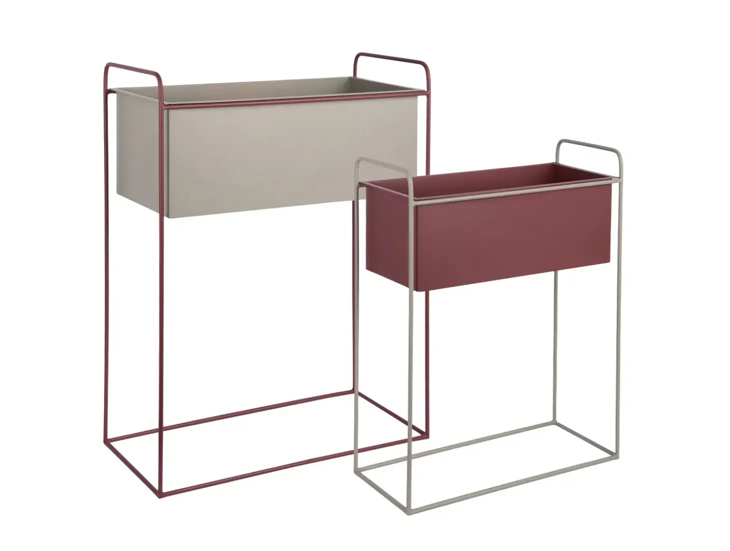 Present time - Plant pot set Reina burgundy red w. warm grey