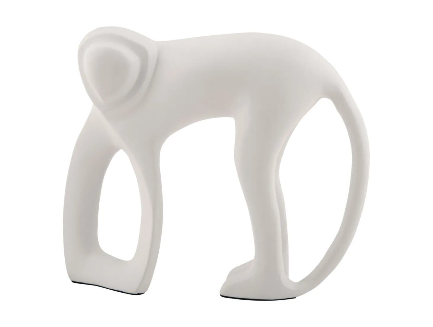Present time - Statue Monkey metal matt white