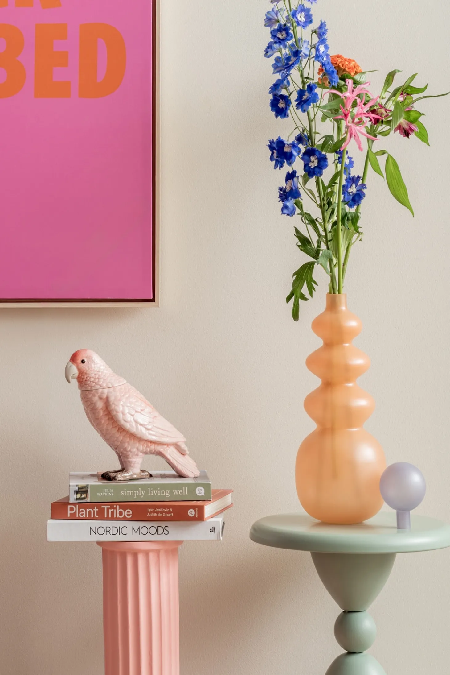 Present time - Storage jar Bird soft pink