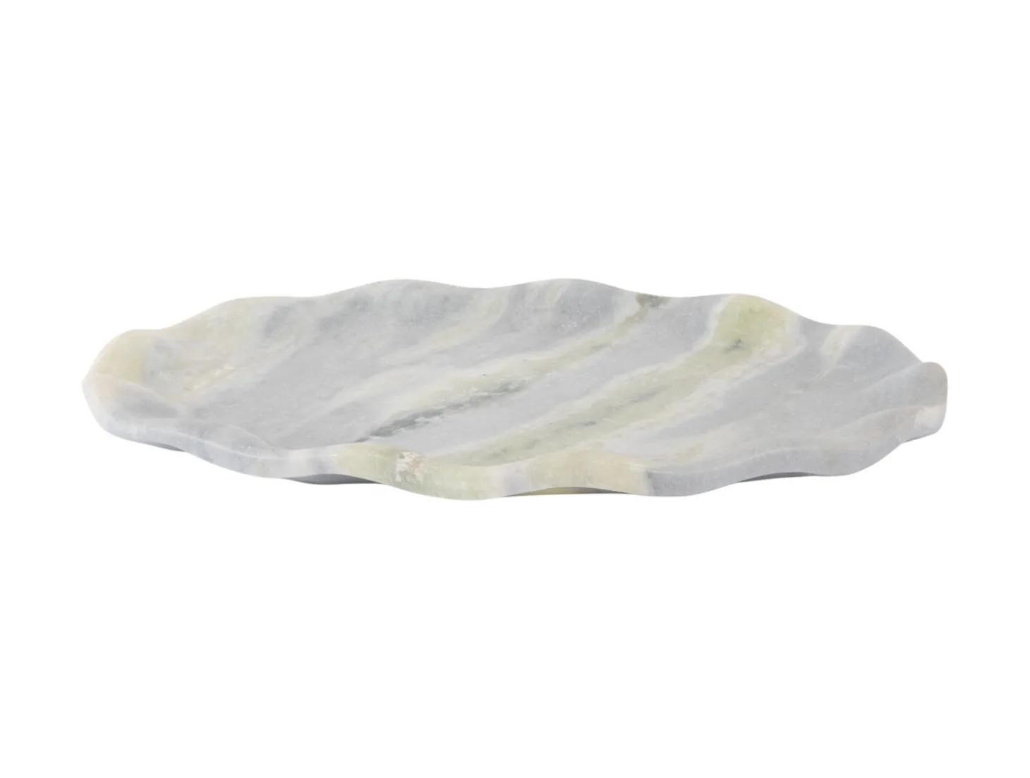 Present time - Tray Waved oval medium marble himalayan green