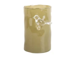 Present time - Vase Bird On Branch small army green