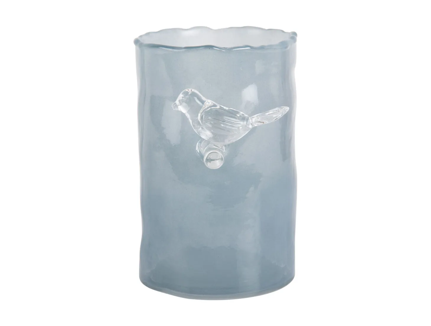 Present time - Vase Bird On Branch small misty blue