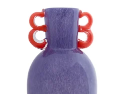 Present time - Vase Fiesta glass large bright purple, orange handles