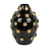 Present time - Vase Golden Flowers enamel black