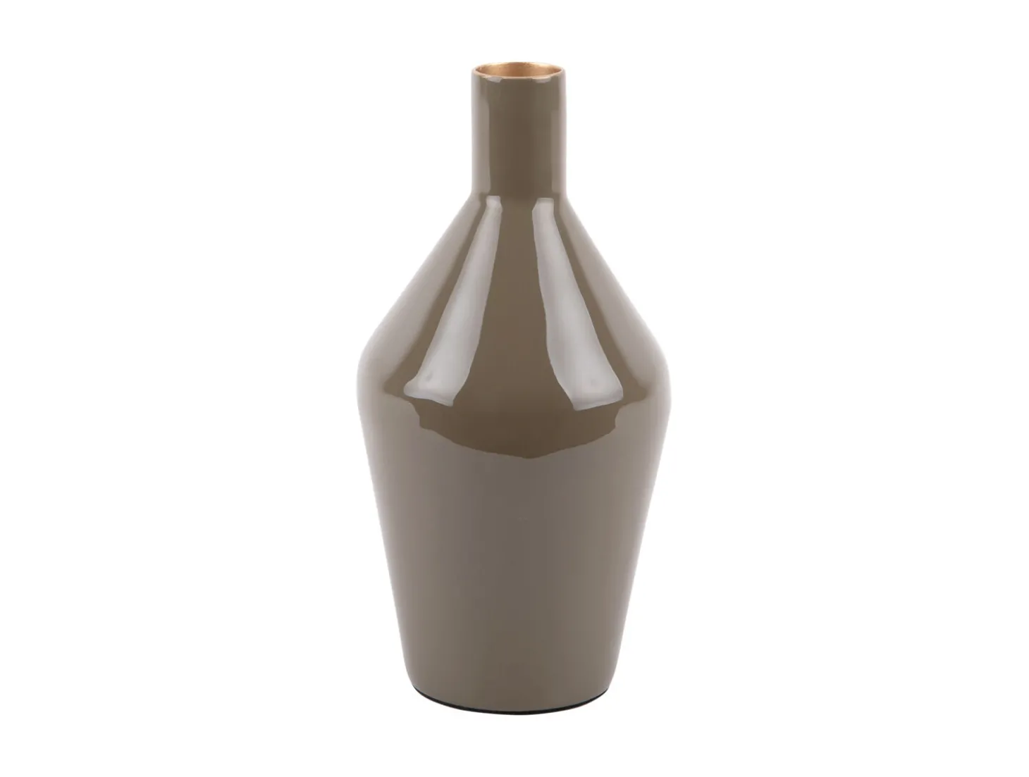 Present time - Vase Ivy bottle cone iron enamel moss green