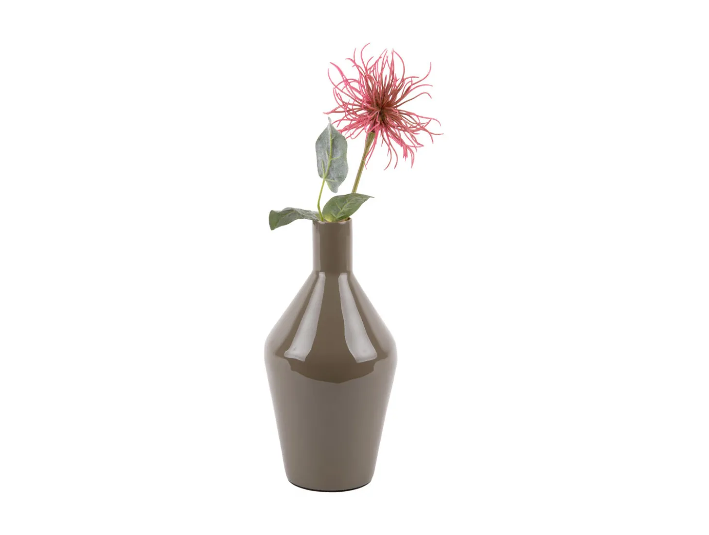 Present time - Vase Ivy bottle cone iron enamel moss green