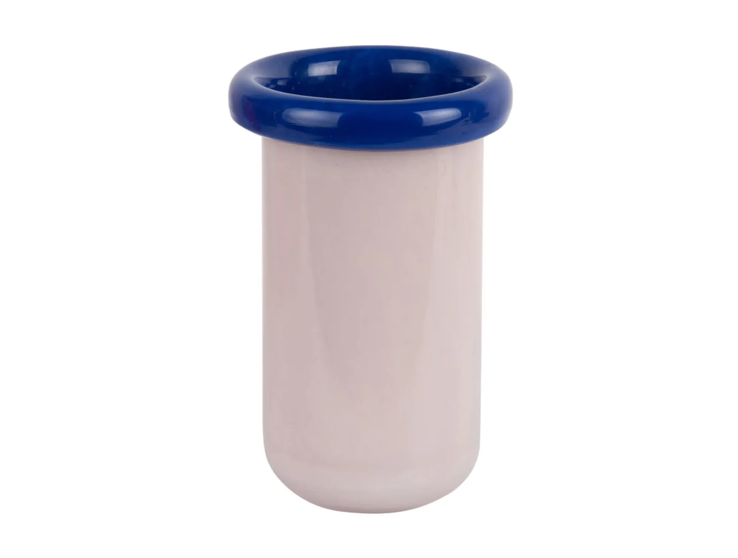 Present time - Vase Plegado XS soft pink w. cobalt blue