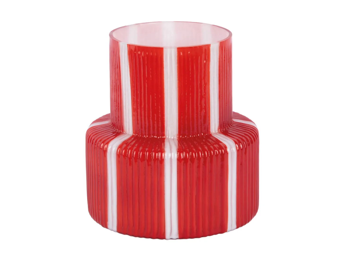 Present time - Vase Rayado Retro wide bright scarlet red