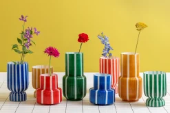 Present time - Vase Rayado Retro wide cobalt blue