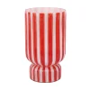 Present time - Vase Rayado Retro large bright scarlet red