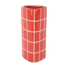 Present time - Vase Retro Tiles triangular medium bright scarlet red