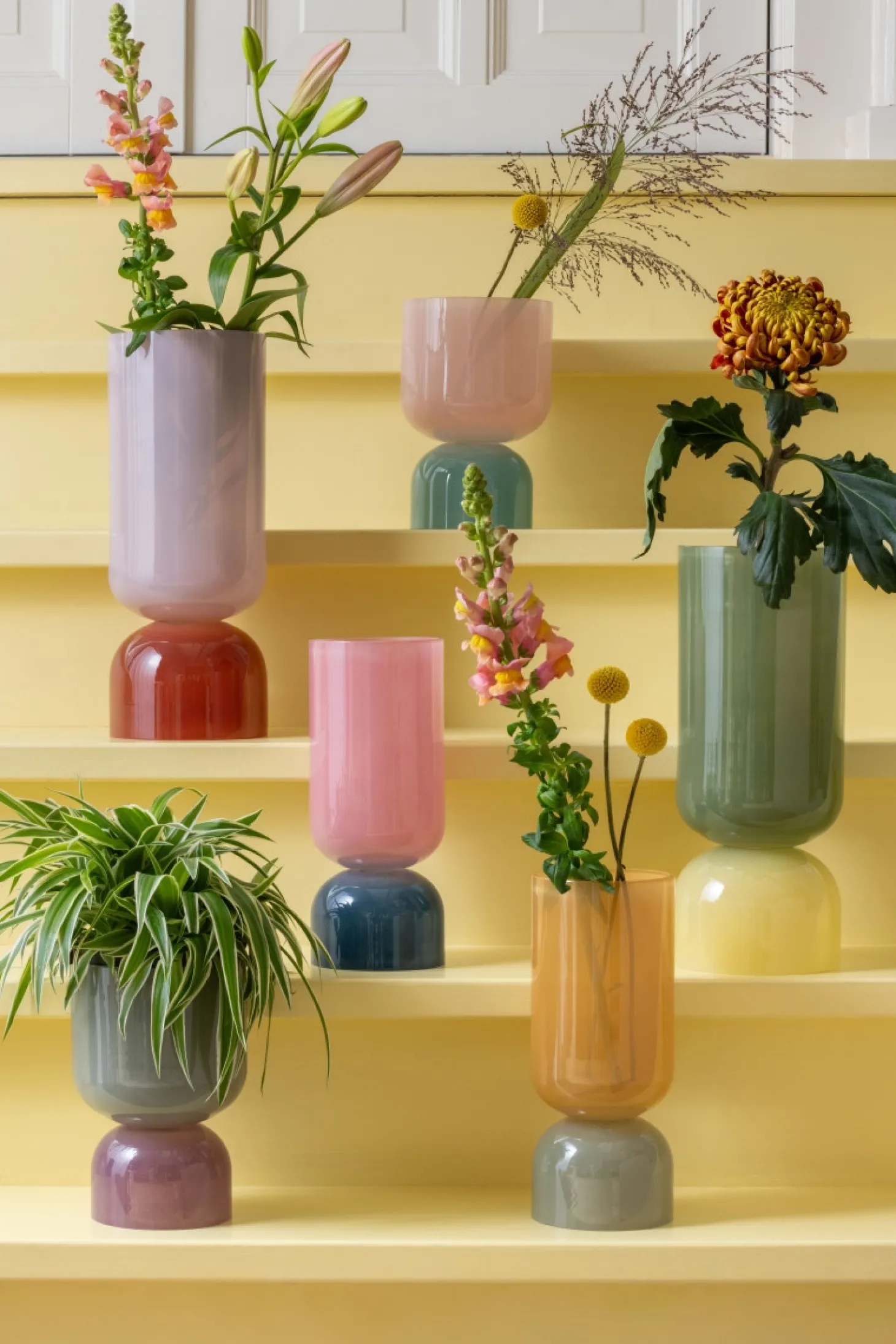 Present time - Vase Variado Colores large soft pink w. red ochre