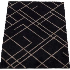 Tica Copenhagen - Smudsmåtte - Lines - Sort/Sand - 40x60 cm.