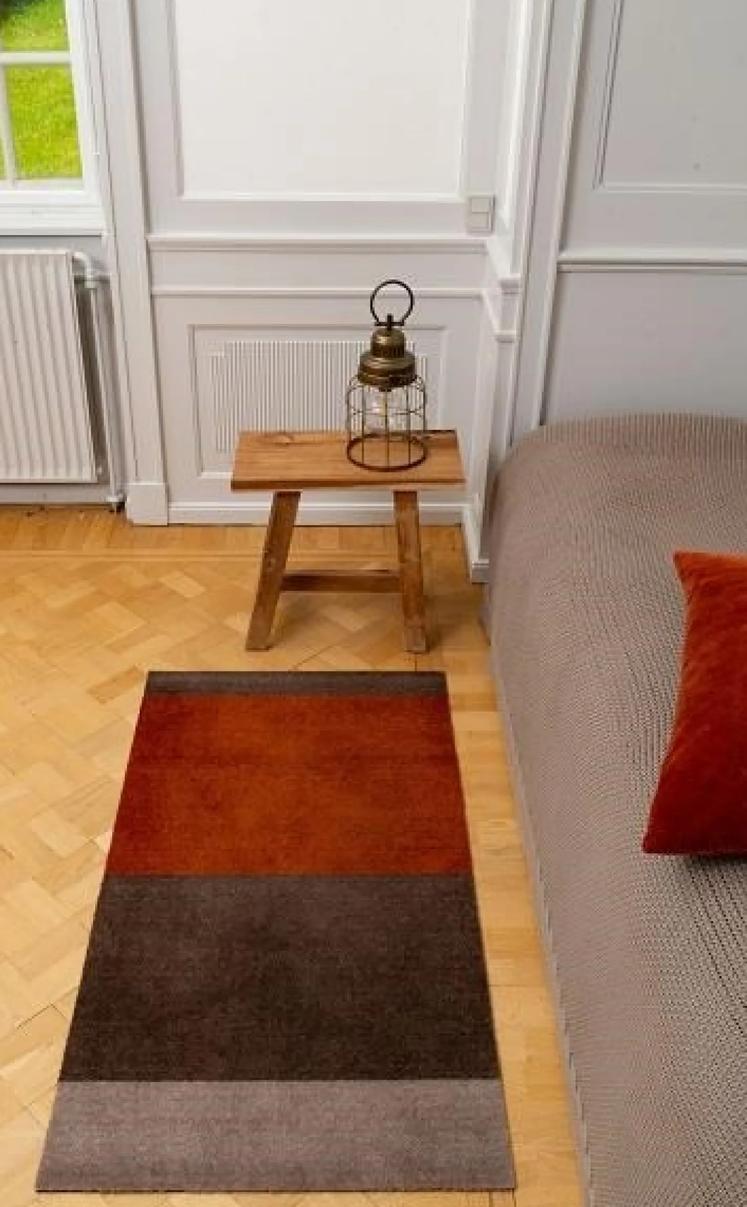 Tica Copenhagen - Smudsmåtte - Stripes Horizon - Sand/Brun/Terracota - 90x200 cm