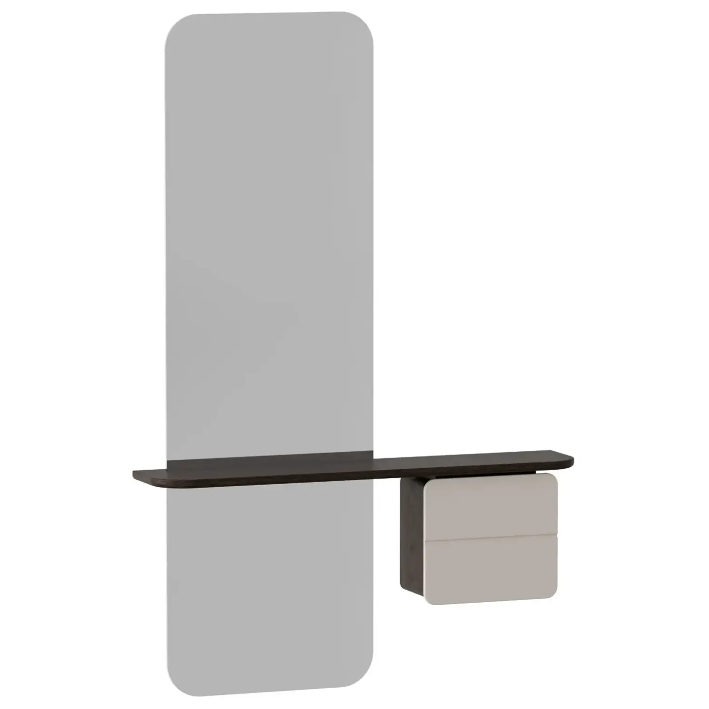 Umage - Entrespejl - One More Look - Hvid med mørk Eg - Pearl white/dark oak