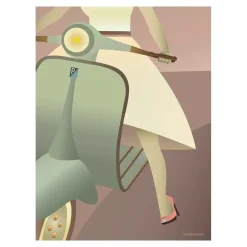 VISSEVASSE - Vespa-pigen plakat - 30x40 cm